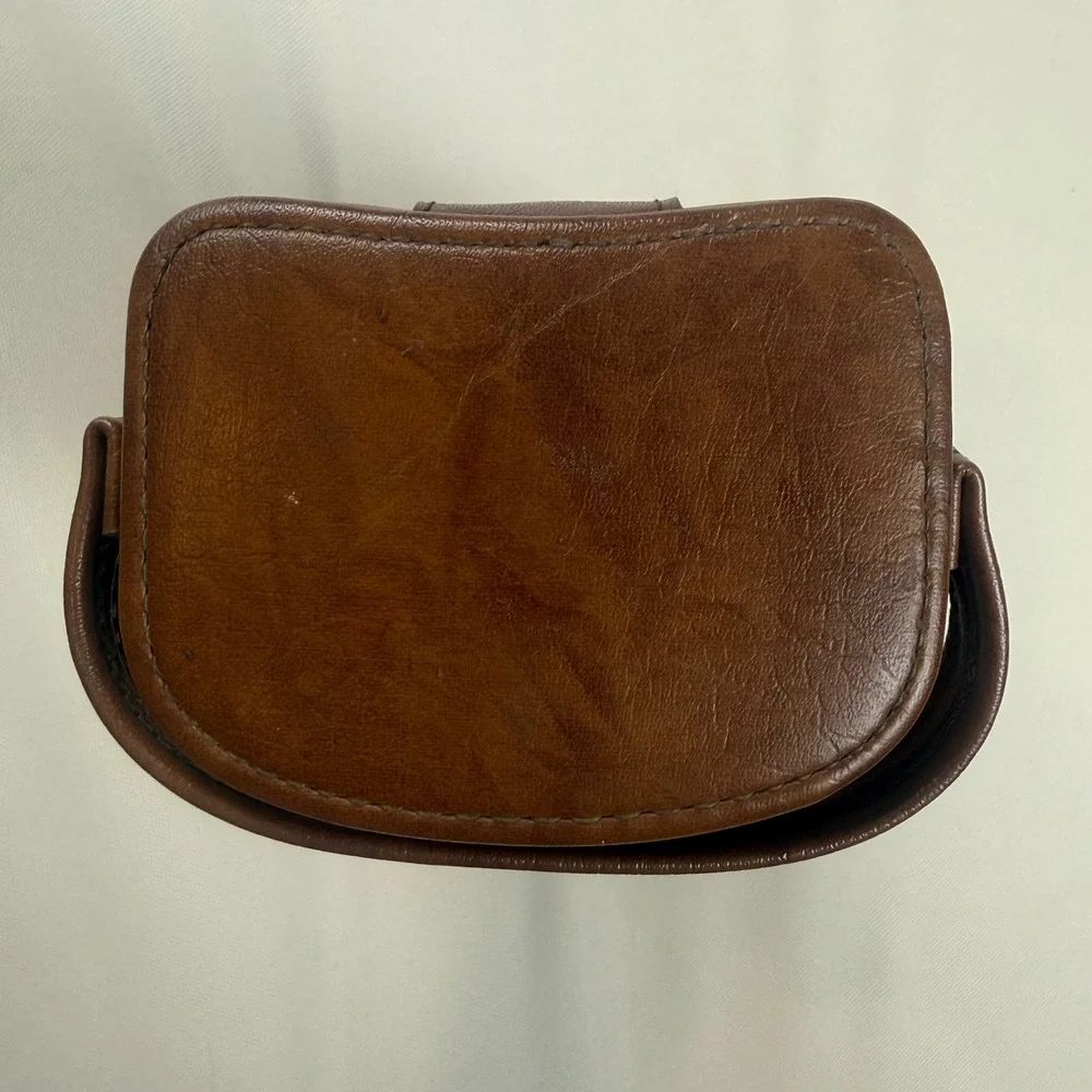 Vintage Western Longhorn Travel Bar Kit Brown Faux Leather Case with 2‎ Flasks